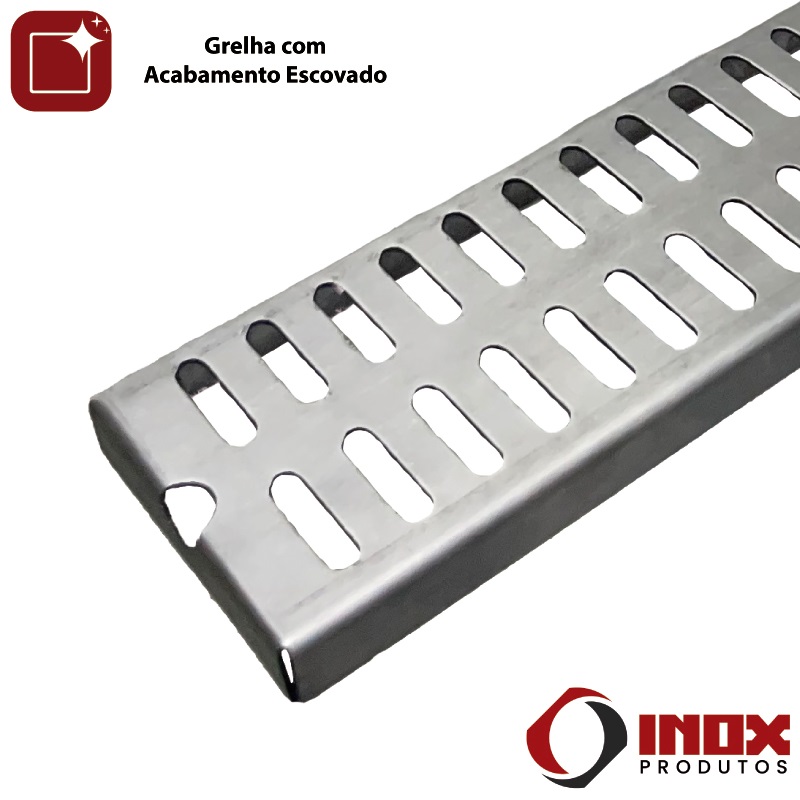 RALO INOX CLASSIC COM SAÍDA EM BAIXO - INOX 304 - 200X12X05 CM