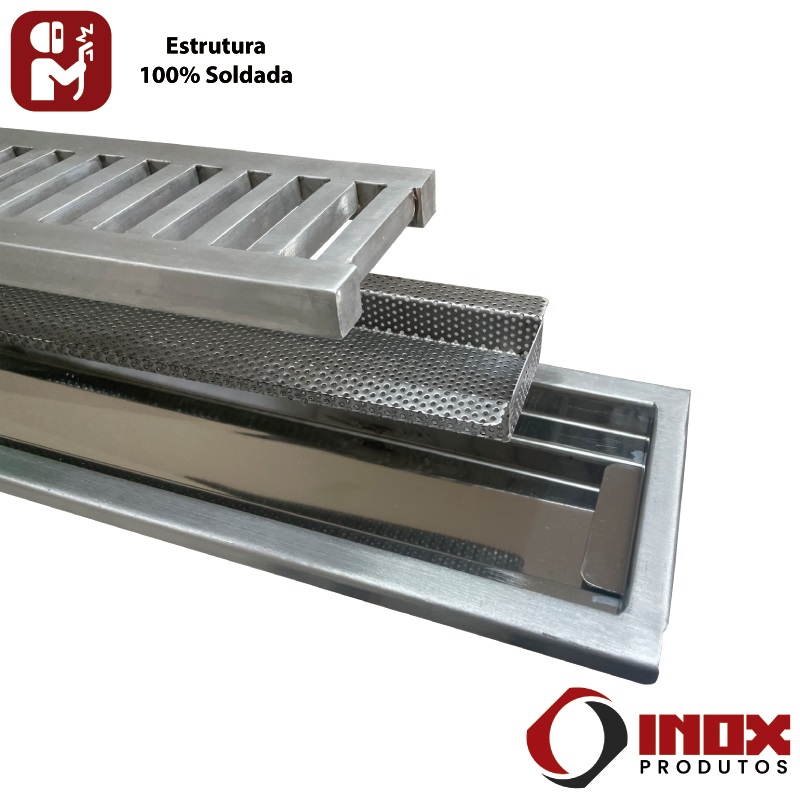 RALO INOX PRO COM SAÍDA EM BAIXO - INOX 304 (QUADR.1/2) - 50X20X05 CM