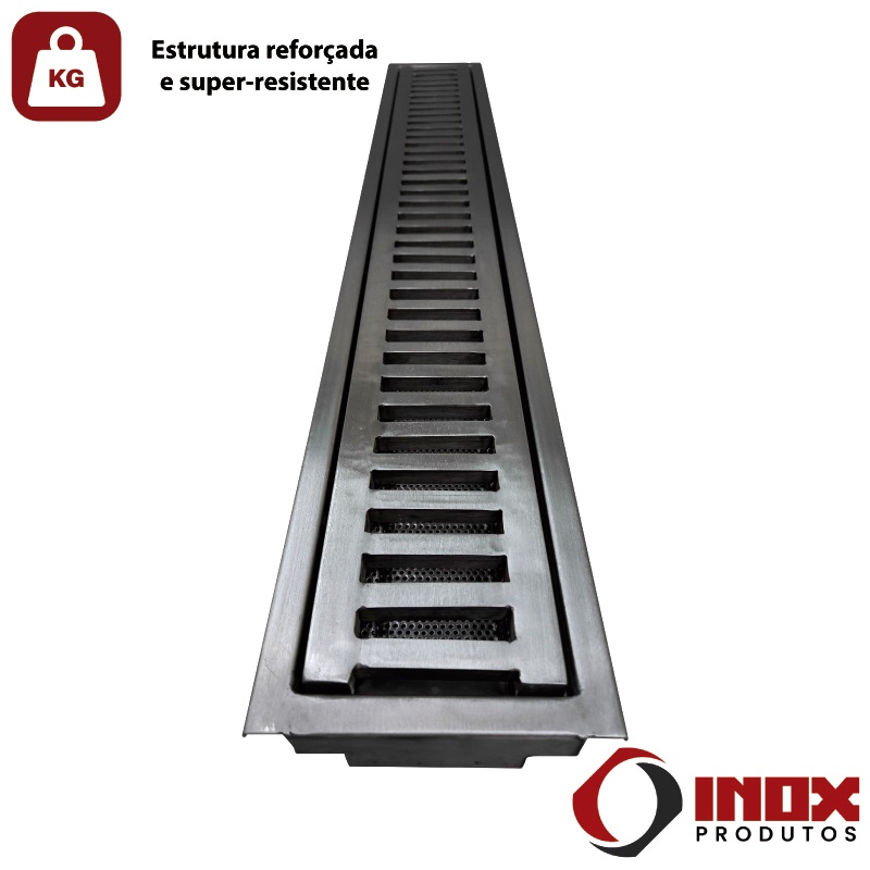 RALO INOX PRO COM SAÍDA EM BAIXO - INOX 304 (QUADR.1/2) - 50X20X05 CM
