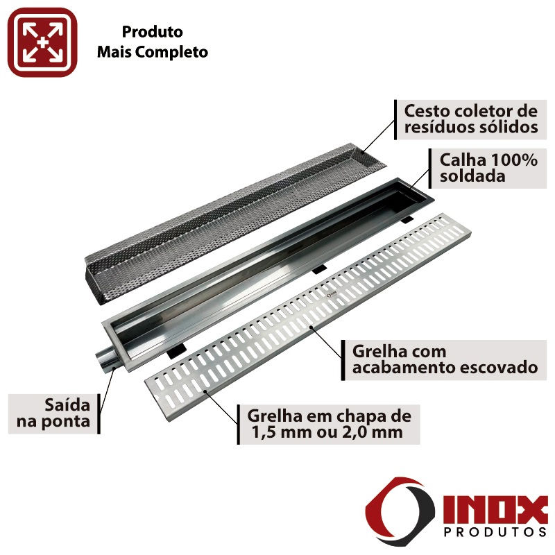 Ralo Inox com Saída na Ponta - Modelo Classic