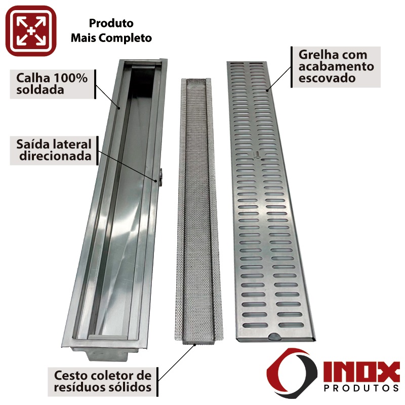 Ralo Inox com Saída na Lateral - Modelo Classic