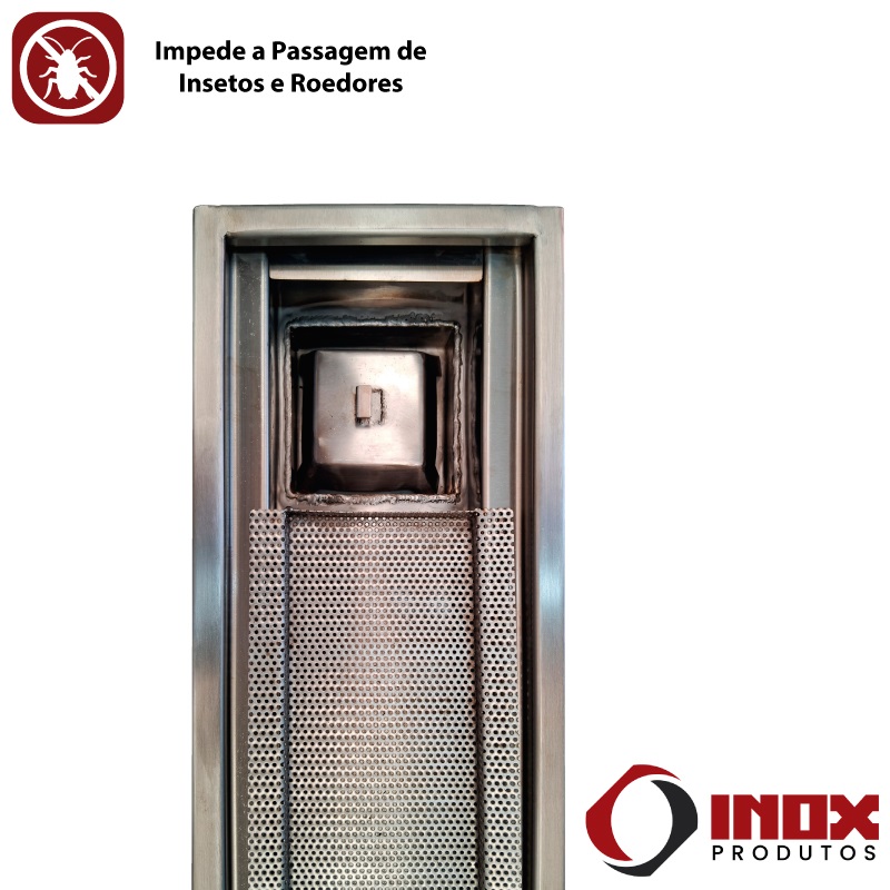 RALO INOX CLASSIC COM SIFÃO INOX E SAÍDA EM BAIXO NA PONTA - INOX 304 - 200X20X12 CM