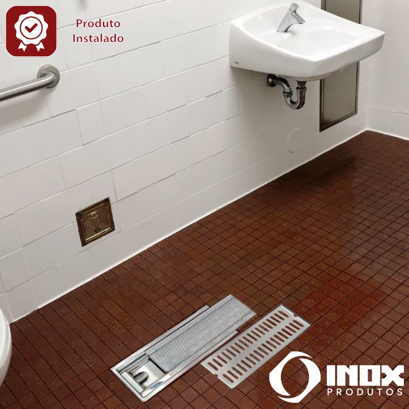 RALO INOX CLASSIC COM SIFÃO INOX E SAÍDA EM BAIXO NA PONTA - INOX 304 - 200X20X12 CM