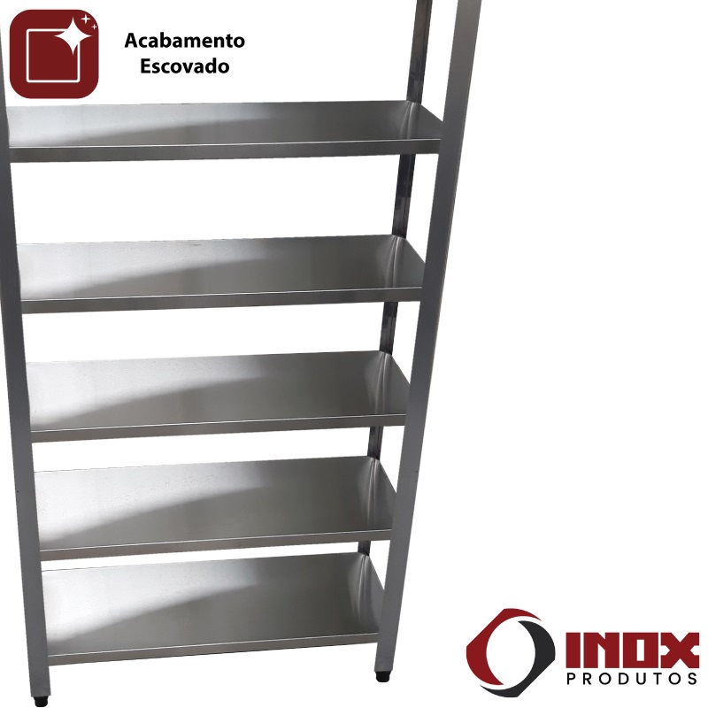 PRATELEIRA INOX COM 6 PLANOS LISOS - MODELO 05 - INOX 430 - 150X50X200 CM