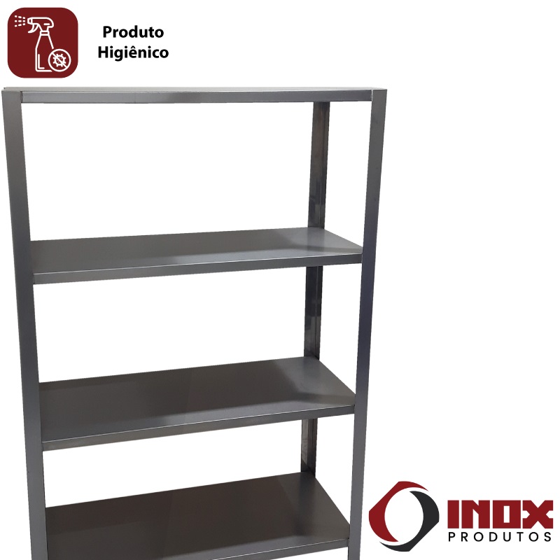PRATELEIRA INOX COM 6 PLANOS LISOS - MODELO 05 - INOX 430 - 150X50X200 CM