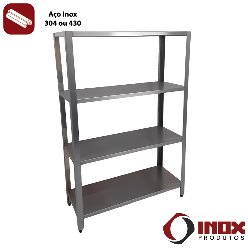 PRATELEIRA INOX COM 4 PLANOS LISOS - MODE...