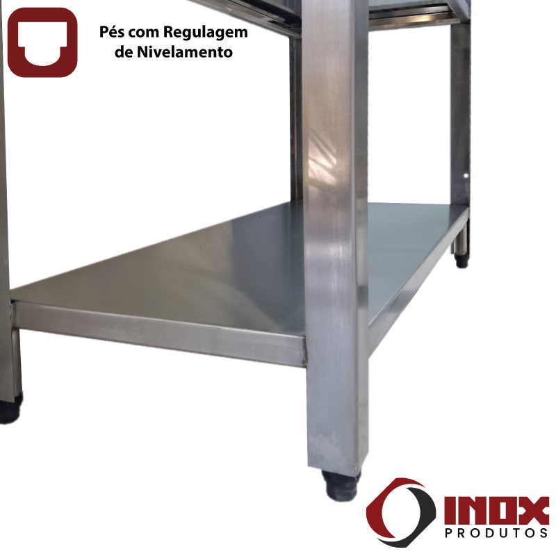 PRATELEIRA INOX COM 4 PLANOS LISOS - MODELO 03 - INOX 430 - 120X50X180 CM