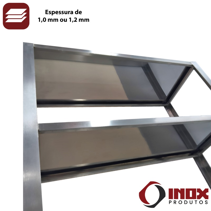 PRATELEIRA INOX COM 4 PLANOS LISOS - MODELO 03 - INOX 430 - 120X50X180 CM