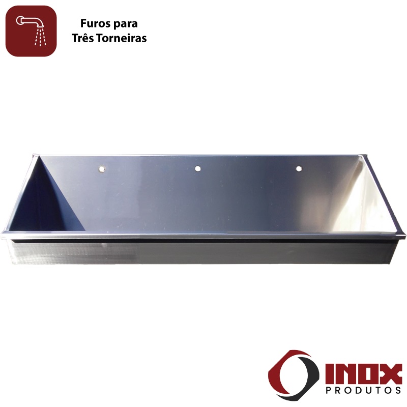 LAVATÓRIO SUSPENSO INOX COM FUROS PARA TO...