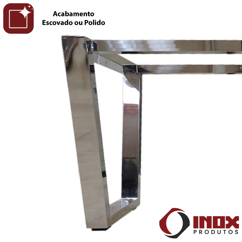 ESTRUTURA INOX PARA MESA DECORATIVA - MODELO 29 - 190X70X73 CM