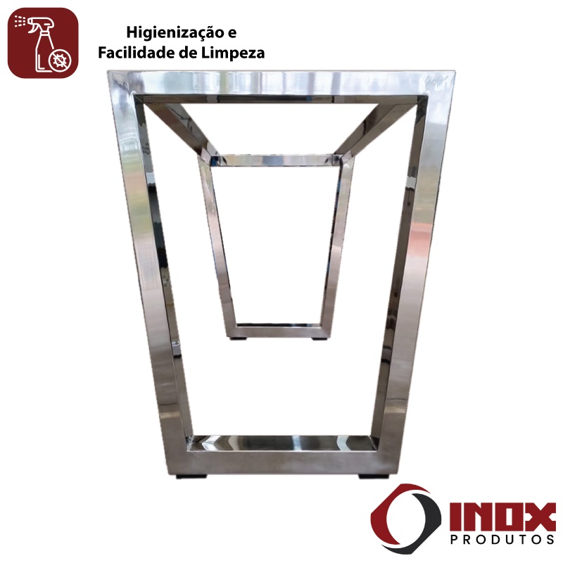 ESTRUTURA INOX PARA MESA DECORATIVA - MODELO 29 - 190X70X73 CM
