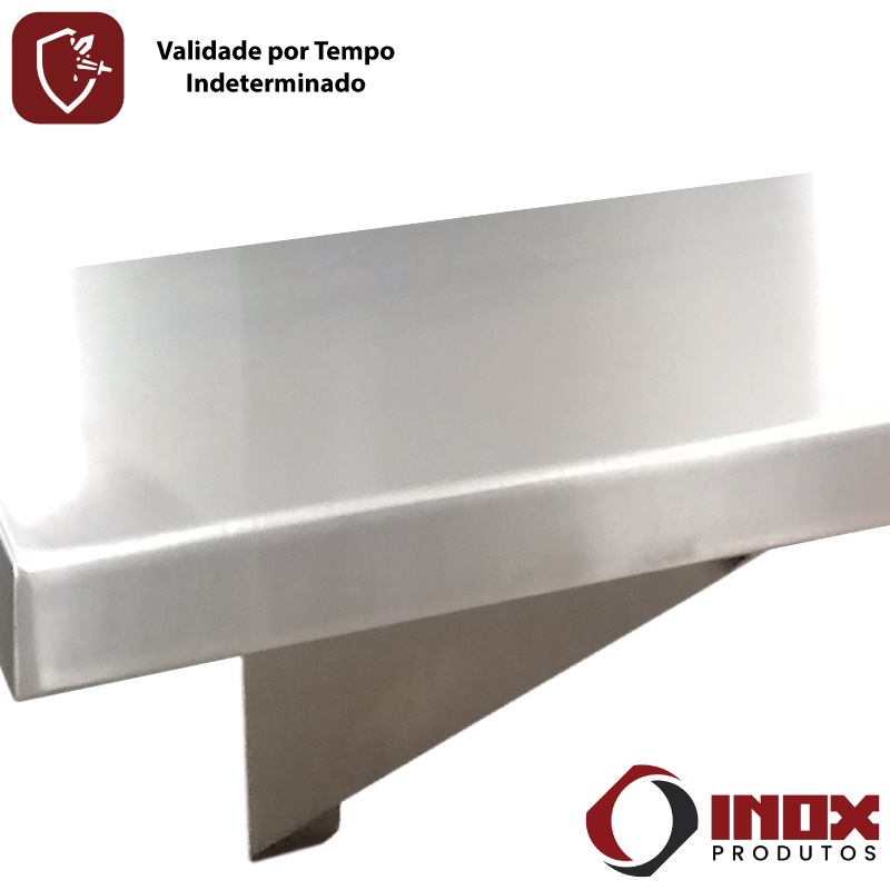 PRATELEIRA SUSPENSA LISA INOX COM MÃOS FRANCESAS - MODELO 08 - INOX 430 - 200X30X30 CM