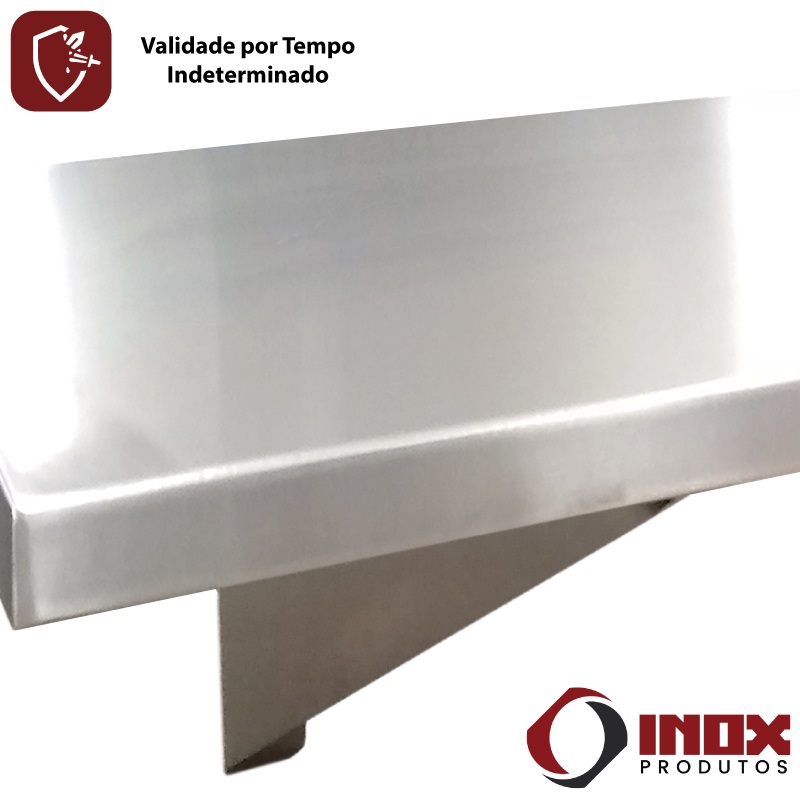 PRATELEIRA SUSPENSA LISA INOX COM MÃOS FRANCESAS - MODELO 08 - INOX 304 - 200X40X30 CM