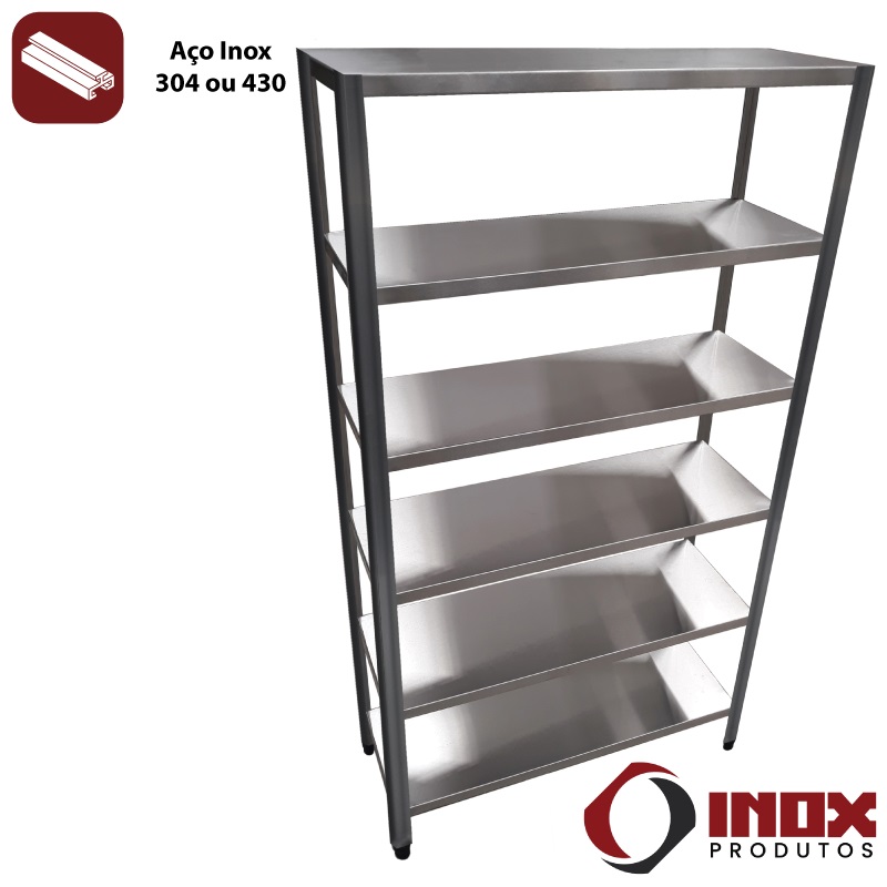 PRATELEIRA INOX COM 6 PLANOS LISOS - MODE...