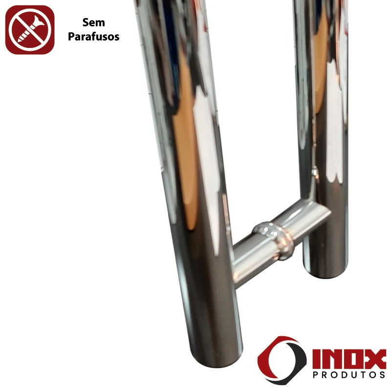 PUXADOR INOX DUPLO H EM TUBO REDONDO - MODELO 08 - INOX 304 - 30X20X2,5 CM