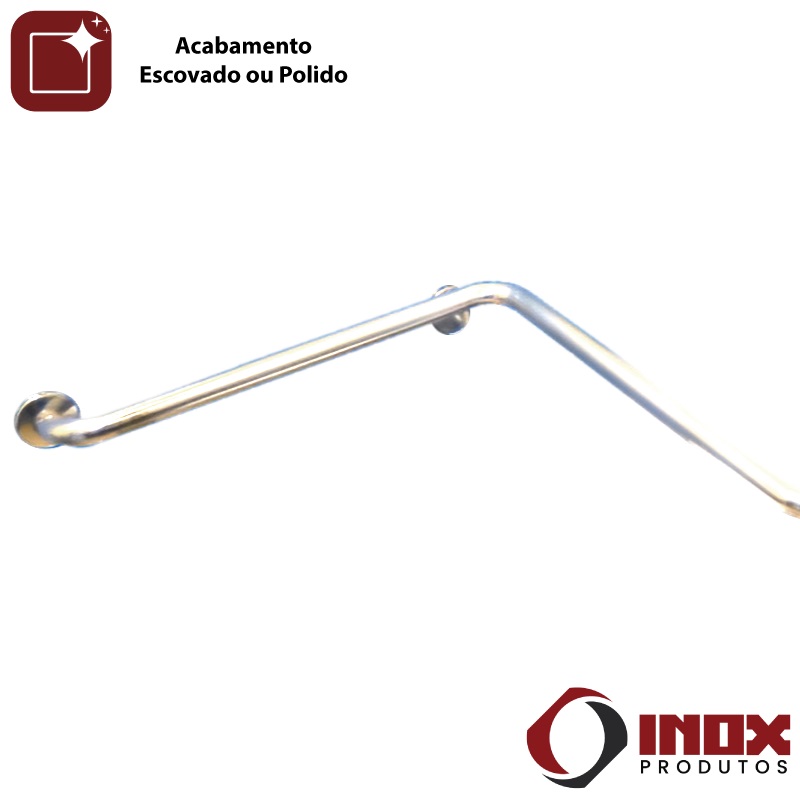 BARRA DE APOIO HORIZONTAL INOX COM CURVA - MODELO 02 - INOX 340 - 110X90X12 CM