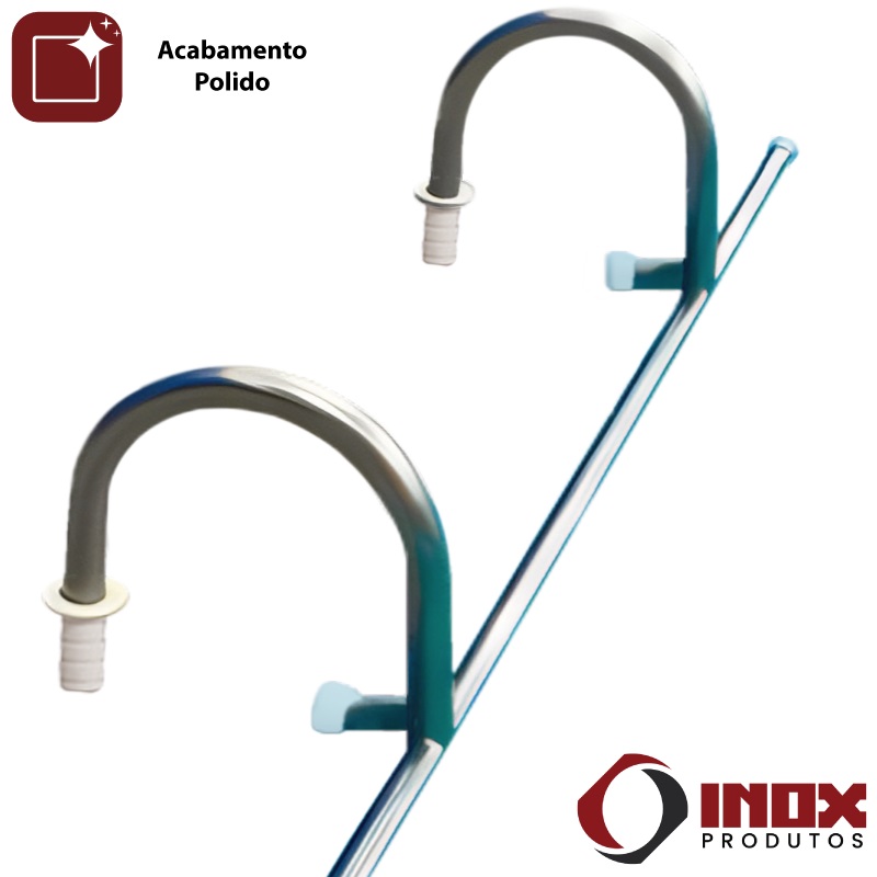 BARRA DE APOIO INOX PARA HIDROGINÁSTICA - MODELO 08 - INOX 316 - 200 CM
