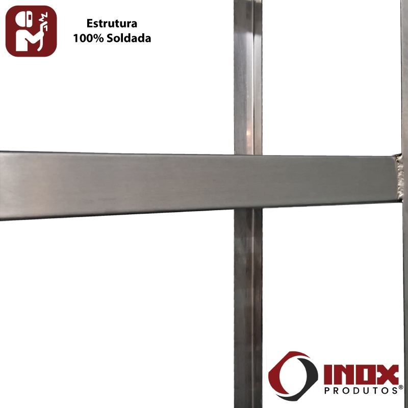 PRATELEIRA INOX COM 4 PLANOS GRADEADOS - ...