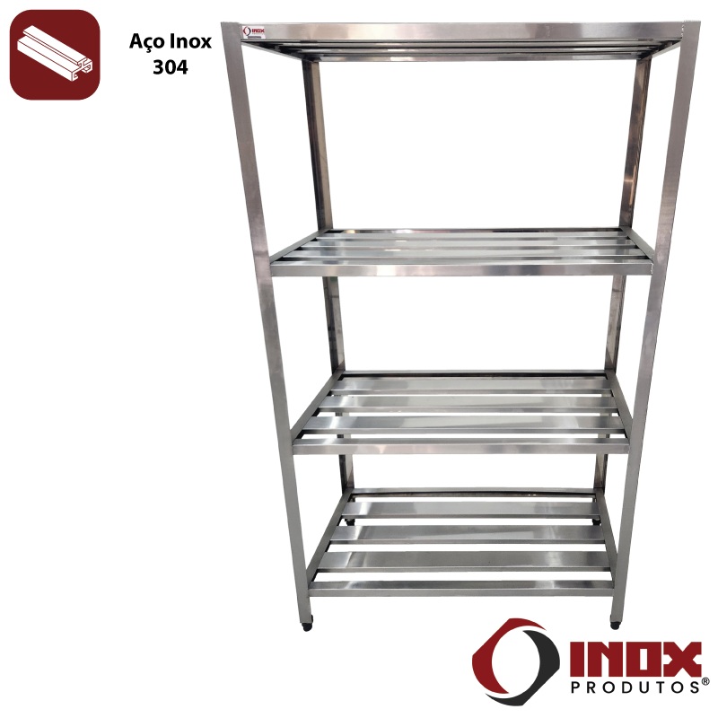 PRATELEIRA INOX COM 4 PLANOS GRADEADOS - ...