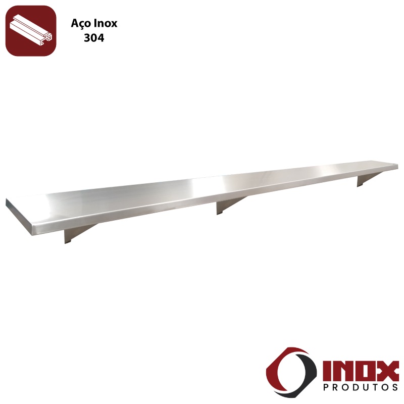 PRATELEIRA SUSPENSA LISA INOX COM MÃOS FR...