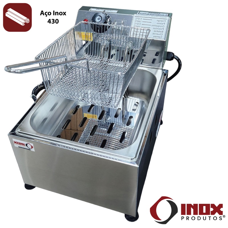 FRITADEIRA ELÉTRICA INOX COM 1 CUBA - MOD...