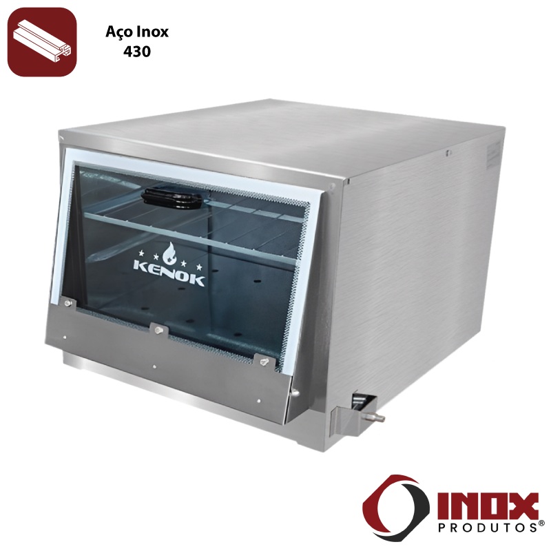 FORNO A GÁS INOX COM PORTA EM VIDRO TEMPE...