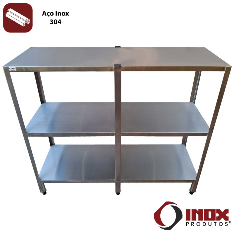 PRATELEIRA INOX COM 3 PLANOS LISOS - MODE... PRATELEIRA INOX COM 3 PLANOS LISOS - MODE...