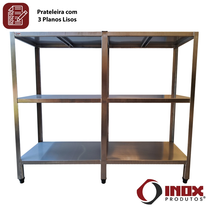 PRATELEIRA INOX COM 3 PLANOS LISOS - MODE... PRATELEIRA INOX COM 3 PLANOS LISOS - MODE...