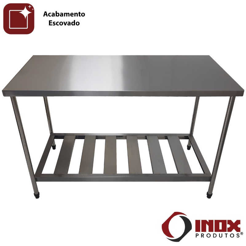 MESA INOX COM PRATELEIRA GRADEADA - MODEL...