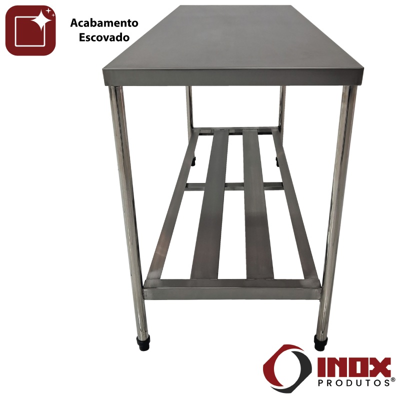 MESA INOX COM PRATELEIRA GRADEADA - MODEL...