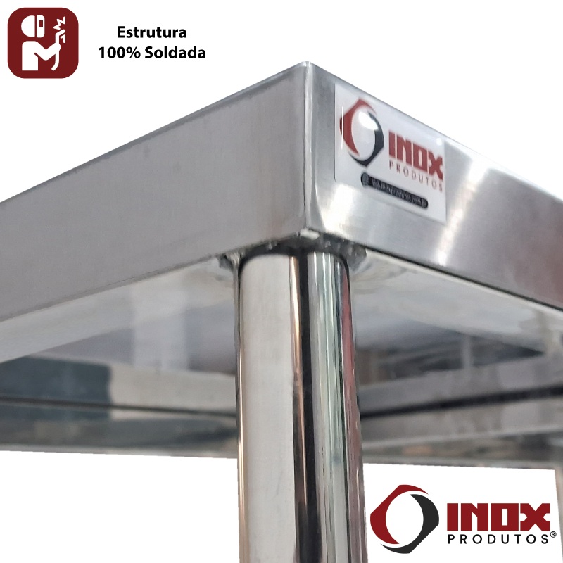 MESA INOX COM PRATELEIRA GRADEADA - MODEL...