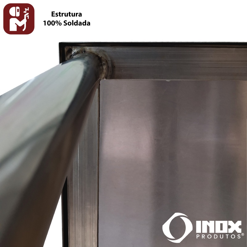 MESA INOX COM PRATELEIRA GRADEADA - MODEL...