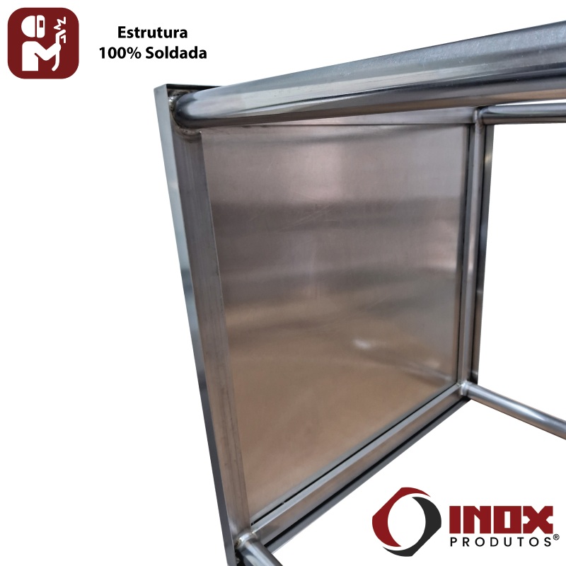 MESA INOX COM PRATELEIRA GRADEADA - MODEL...
