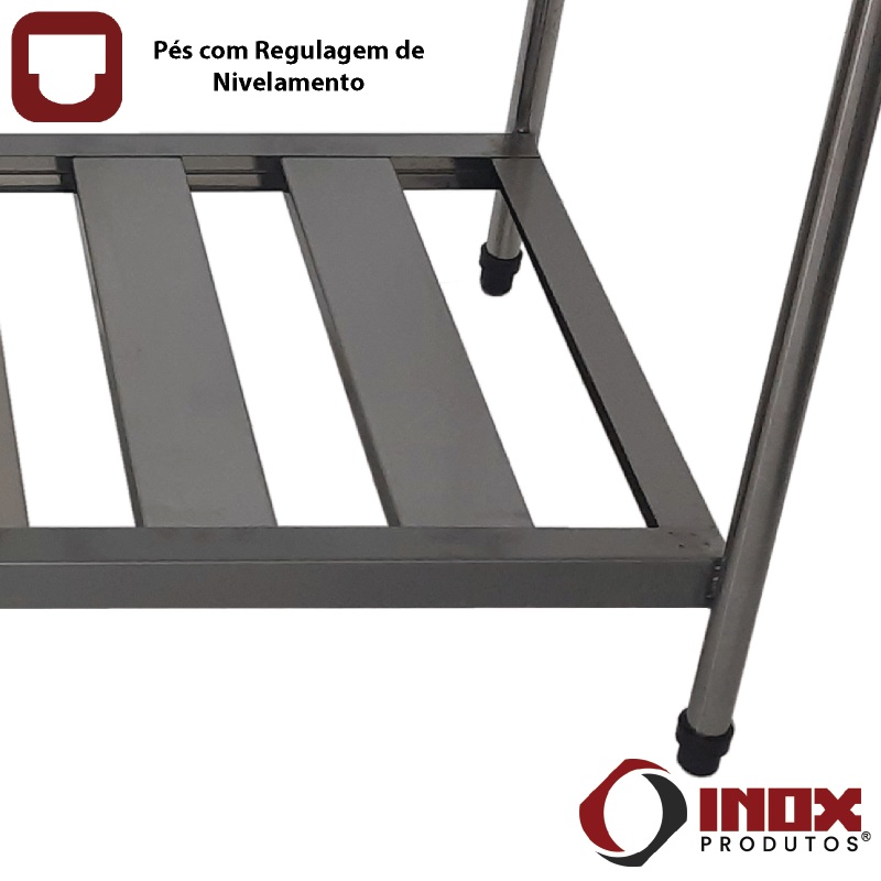 MESA INOX COM PRATELEIRA GRADEADA - MODEL...