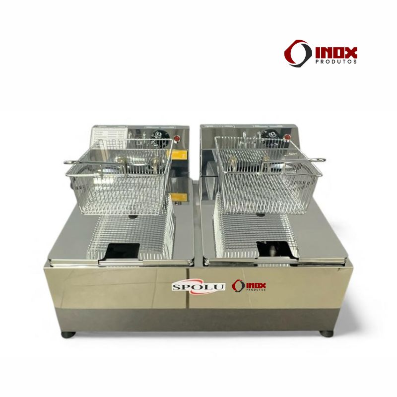 FRITADEIRA ELÉTRICA INOX COM 2 CUBAS - MO...