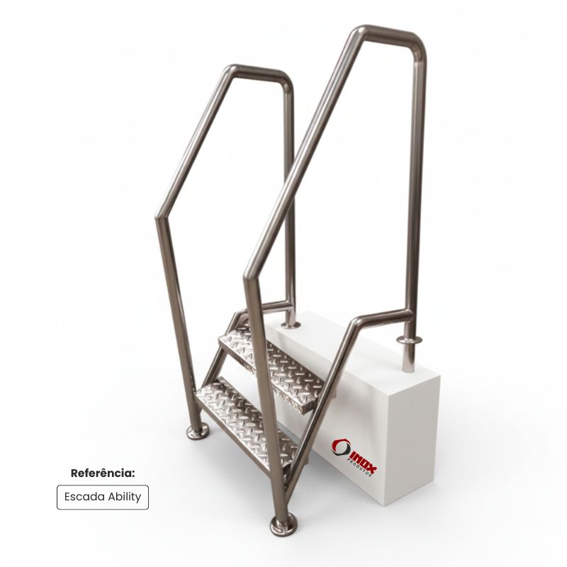 ESCADA INOX ACESSÍVEL PARA PISCINA ABILIT...