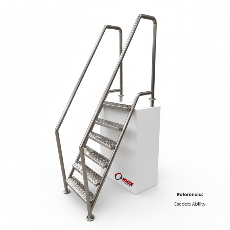 ESCADA INOX ACESSÍVEL PARA PISCINA ABILIT...