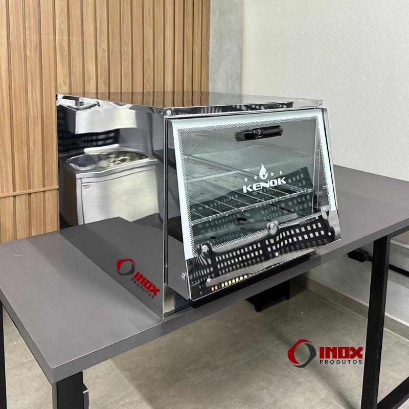 FORNO A GÁS INOX COM PORTA EM VIDRO TEMPE...