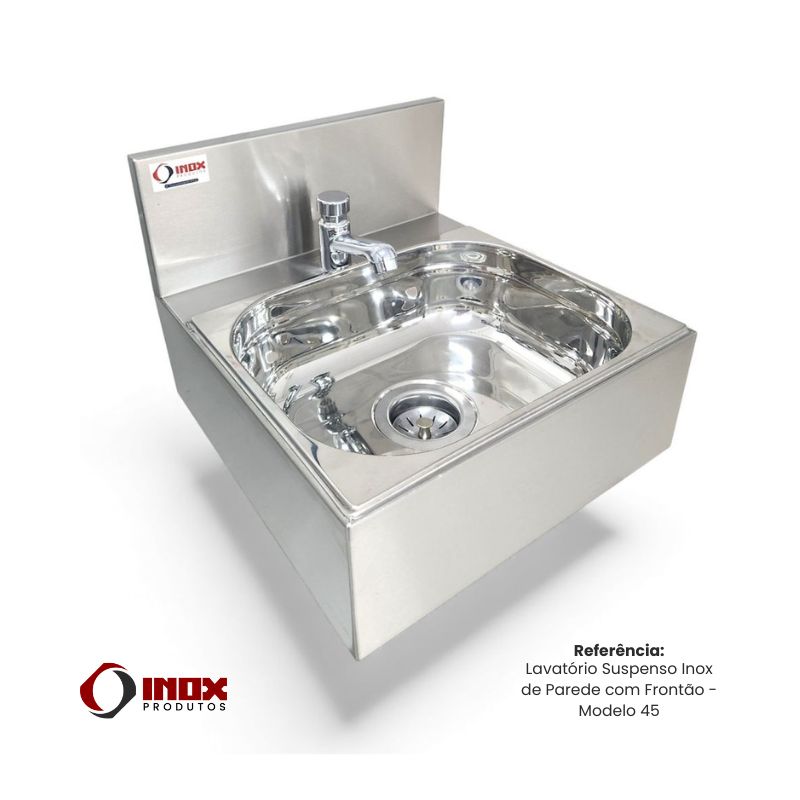 LAVATÓRIO SUSPENSO INOX DE PAREDE COM FRO...