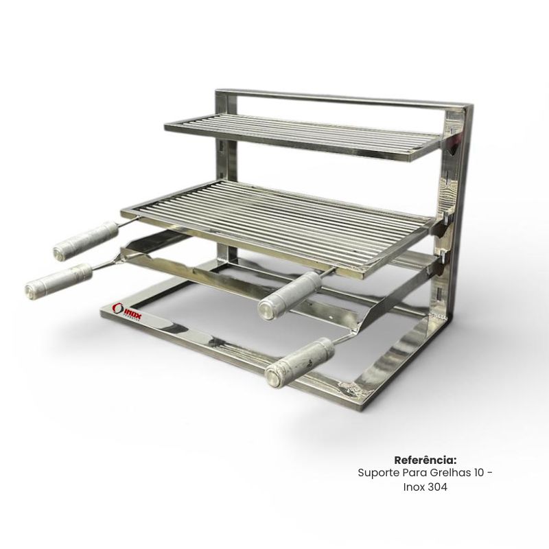 Suporte Para Grelhas 10 - Inox 304 - Larg...