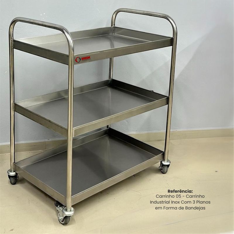 CARRINHO INOX INDUSTRIAL COM 3 PLANOS EM ...