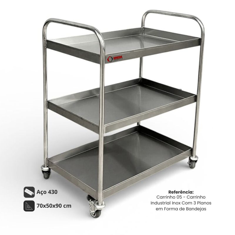 CARRINHO INOX INDUSTRIAL COM 3 PLANOS EM ...