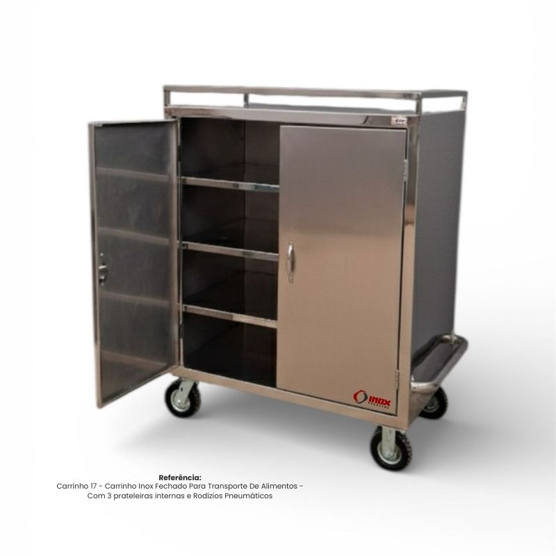 CARRINHO FECHADO INOX INDUSTRIAL COM 3 PR...