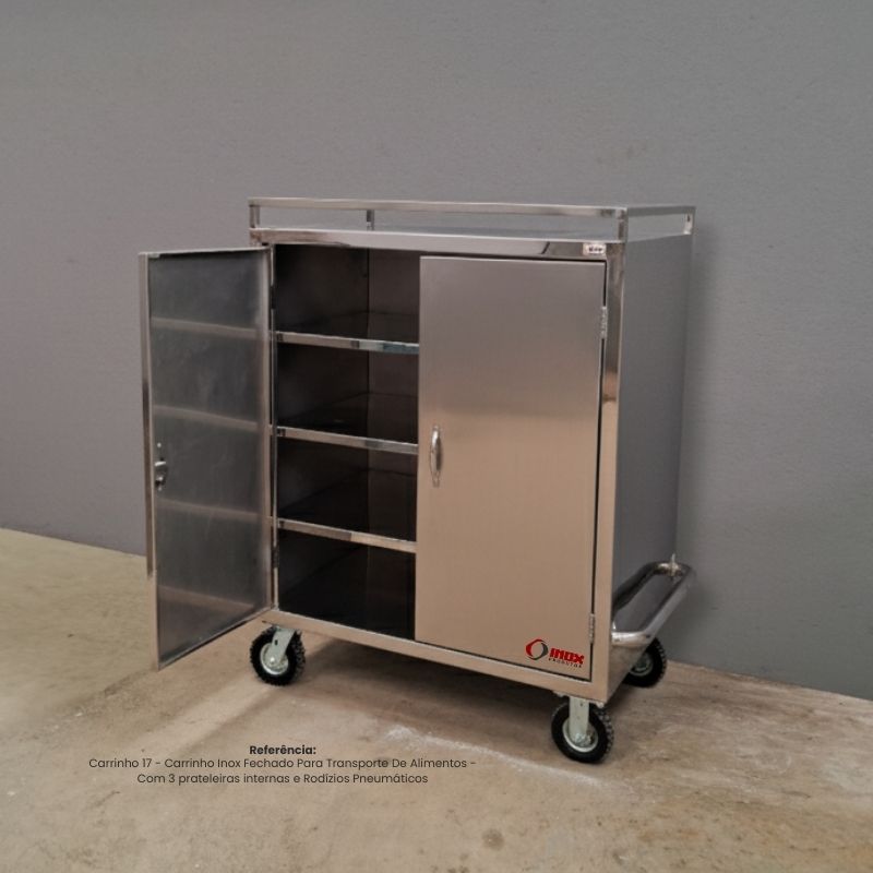 CARRINHO FECHADO INOX INDUSTRIAL COM 3 PR...