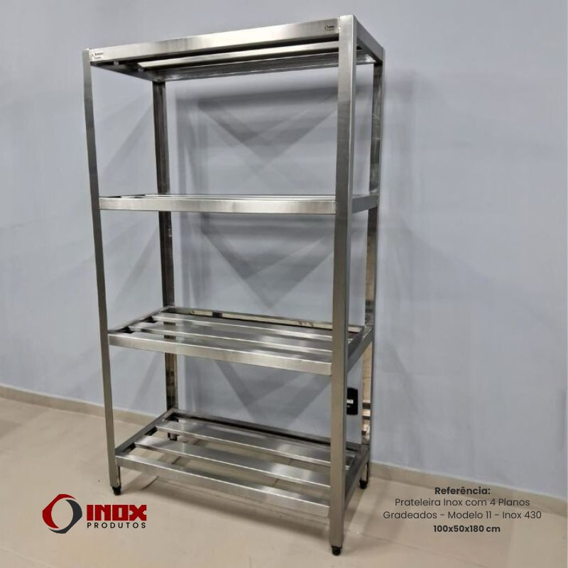 PRATELEIRA INOX COM 4 PLANOS GRADEADOS - ...