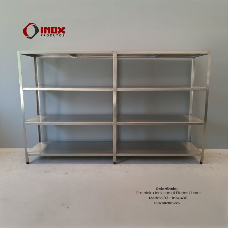 PRATELEIRA INOX COM 4 PLANOS LISOS - MODE...