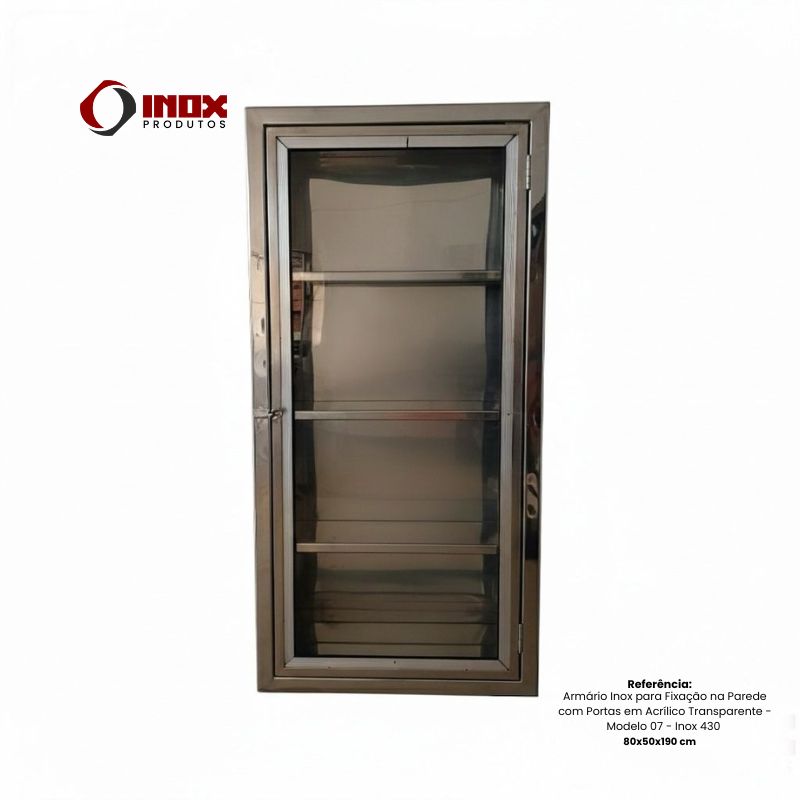ARMÁRIO INOX PARA FIXAÇÃO NA PAREDE COM P...